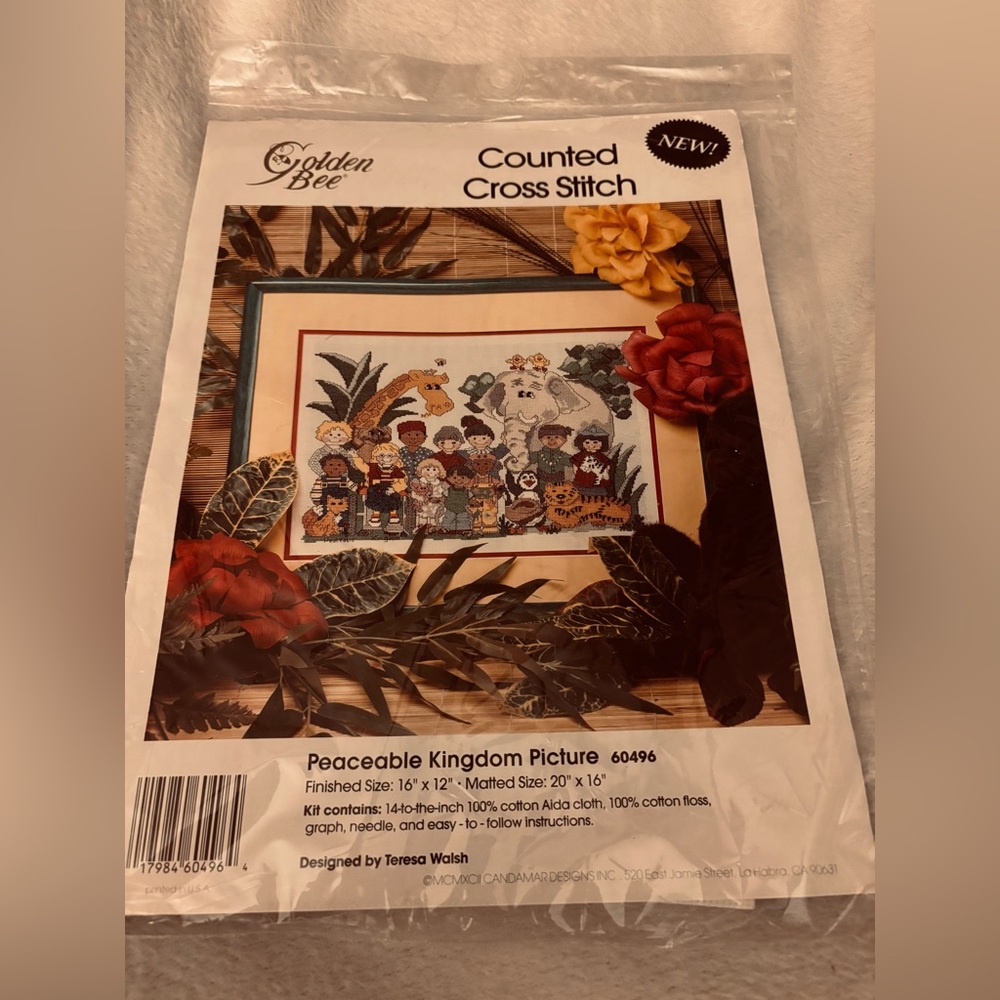Vintage Golden Bee Counted Cross Stitch Kit 1992 “Peaceable Kingdom” 60496